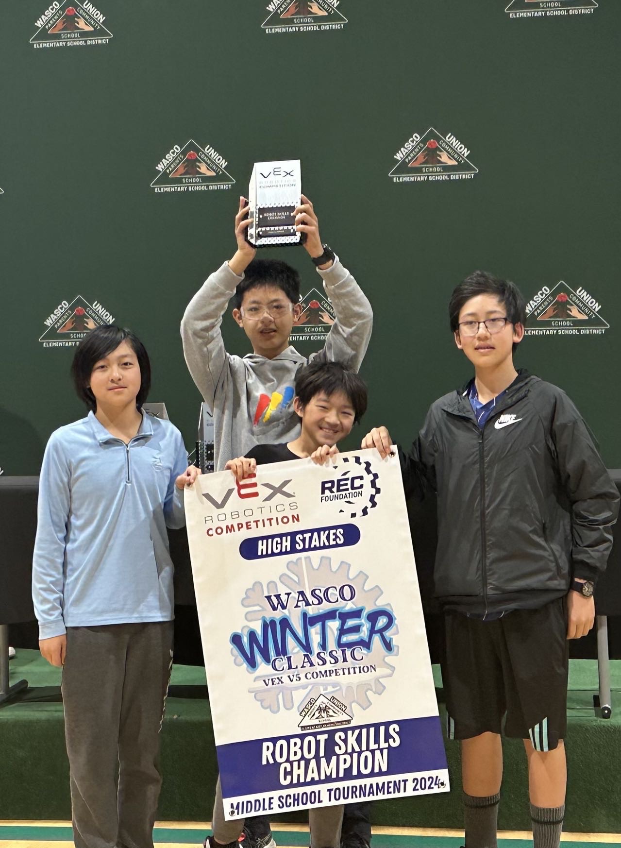 Students working on robotics projects