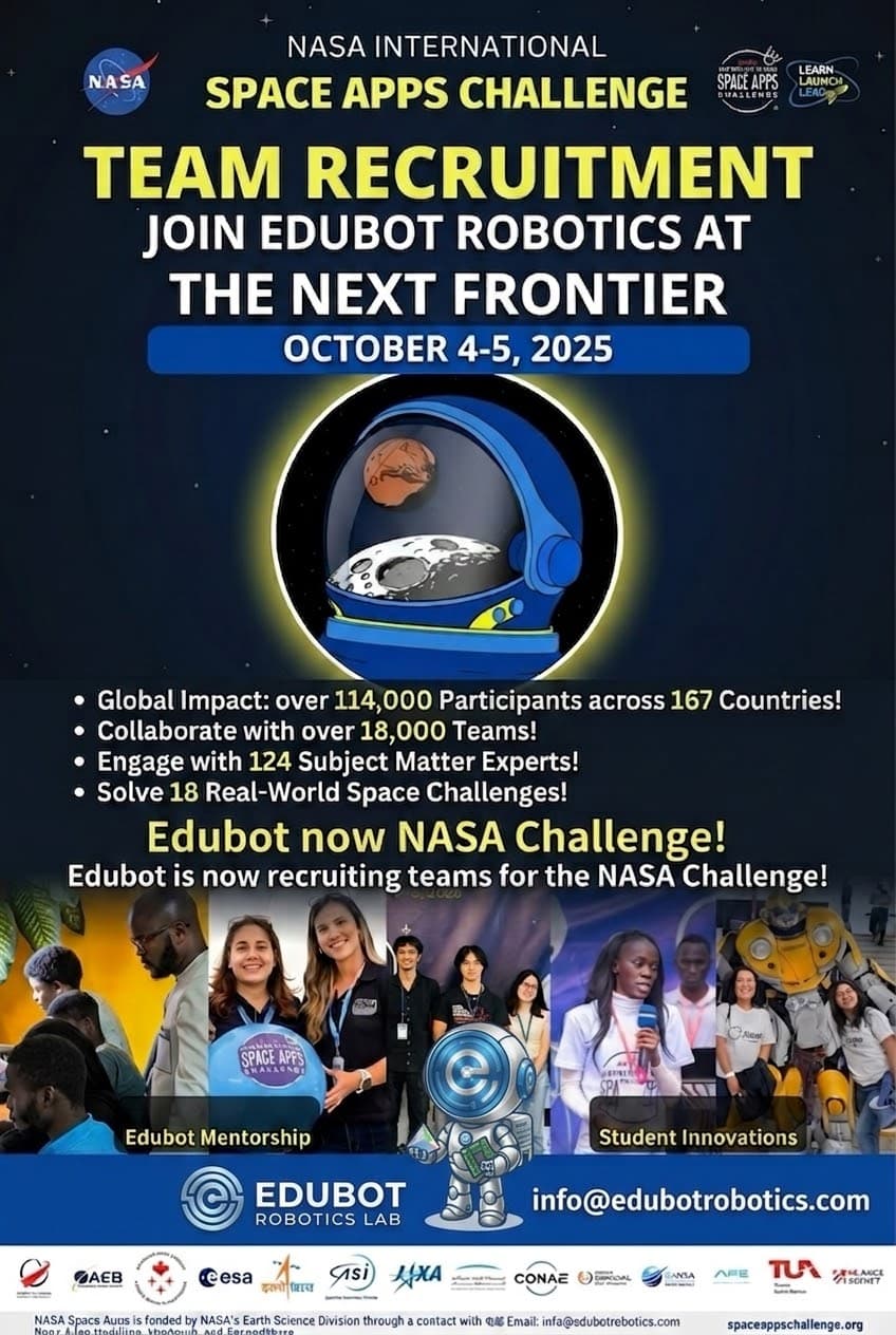 NASA International Space Apps Challenge team recruitment — join Edubot Robotics, October 4-5, 2025